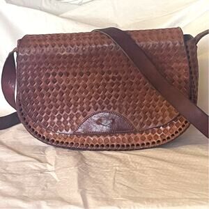 Vintage handmade, Brown leather crossbody bag